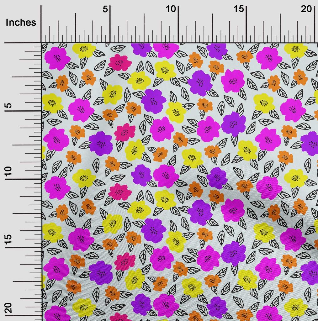 oneOone Cotton Flex Ronchi Fabric Leaves & Flower Quilting Supplies Print Sewing Fabric By The Yard 40 Inch