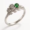 Minimalist Inlaid Green CZ Branch Rose Flower Women's Ring Trendy Silvery Color Hand Carving Pattern Daily Wear Party Jewelry