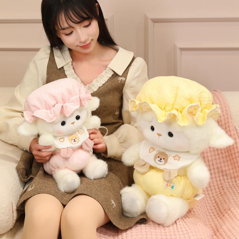 24-40cm Kawaii Bekleidetes Schaf Plüschtier Niedliches Stofftier Lamm Plüschtier Puppe Geburtstagsgeschenk Geschenkidee für Kinder Mädchen Heimdekoration