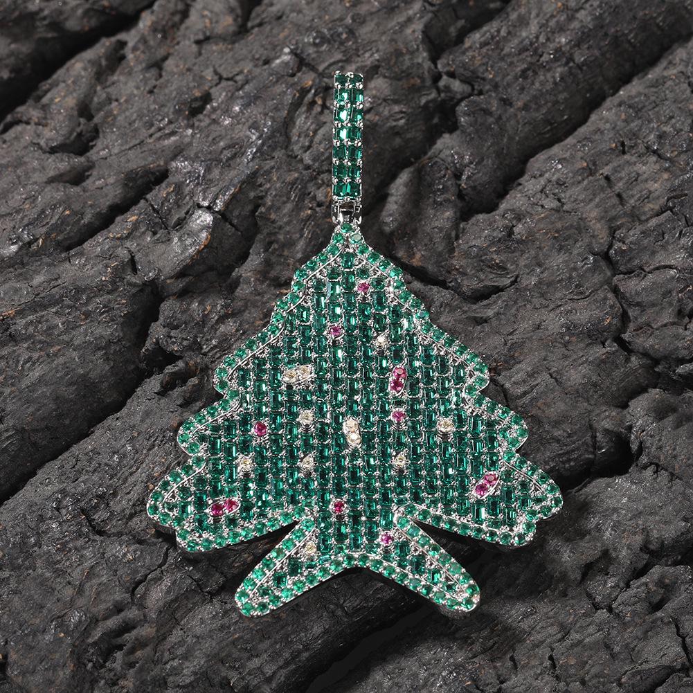 Collier Pendentif Arbre de Noël en Zircon pour Homme - Bijoux Tendance Haut de Gamme Européens et Américains