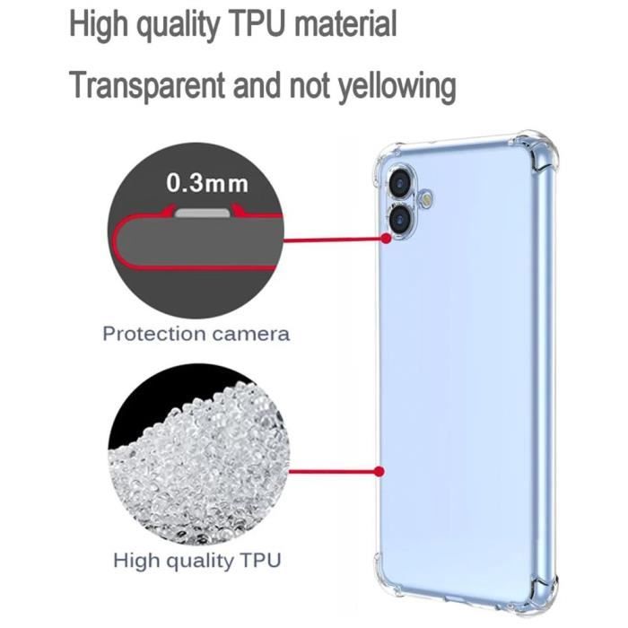 Coque pour Samsung Galaxy A06 - Protection Silicone Antichoc Transparent + 2 Verres Trempés