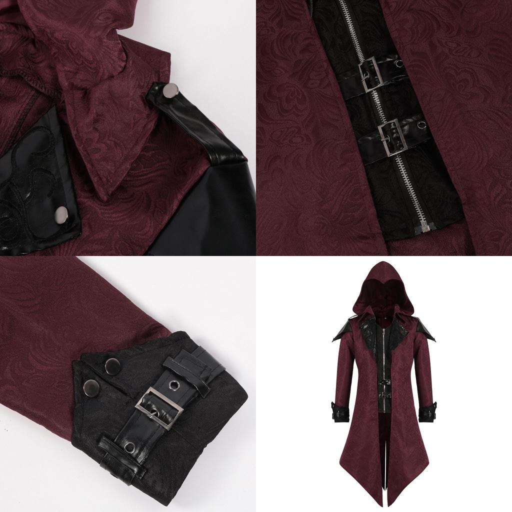 Halloweenfantasy Inspired Unisex Spliced Velvet Jacket With Tapestry Fabric For Stage Performances