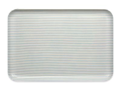 TATSU-CRAFT CN Tablett, Groß, 39cm, Gestreift Blau, Rutschfest, Stilvolles und Niedliches Plastiktablett für Küche, Platzset, Wasserdicht, Groß, Gewerbliche Nutzung,