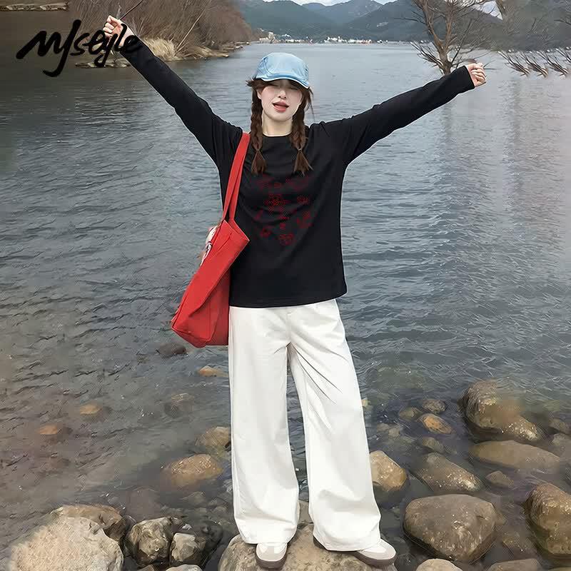 MJ Style Women's Heavyweight Cotton Long Sleeve T-Shirt