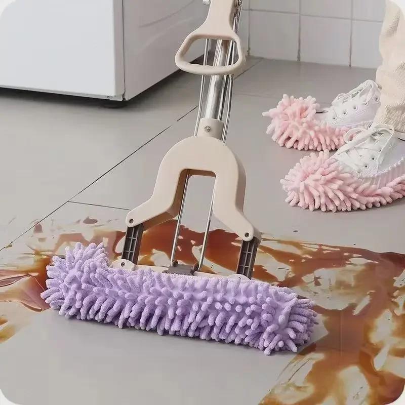Chenille Lazy Mopping Slippers: Removable, Washable Floor Cleaning Shoe Covers.