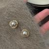 Korean silver-gray pearl stamen stud earrings 2025 niche light luxury temperament earrings and ear jewelry