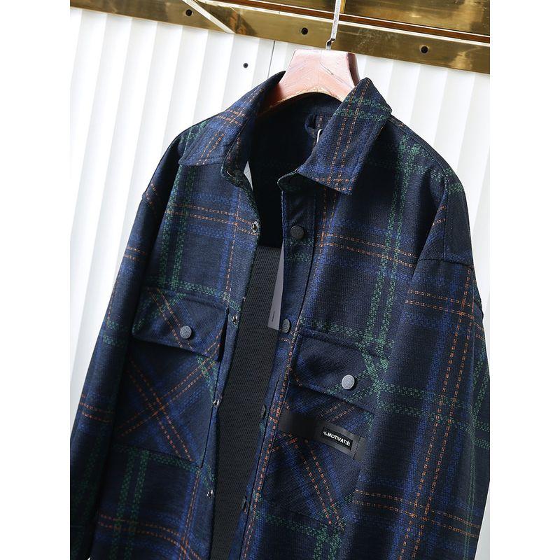 Loose Plus size! Double-sided Different Colors! Foreign Trade Tail Goods Men's Spring and Autumn Lapel Denim Jacket Plaid Top