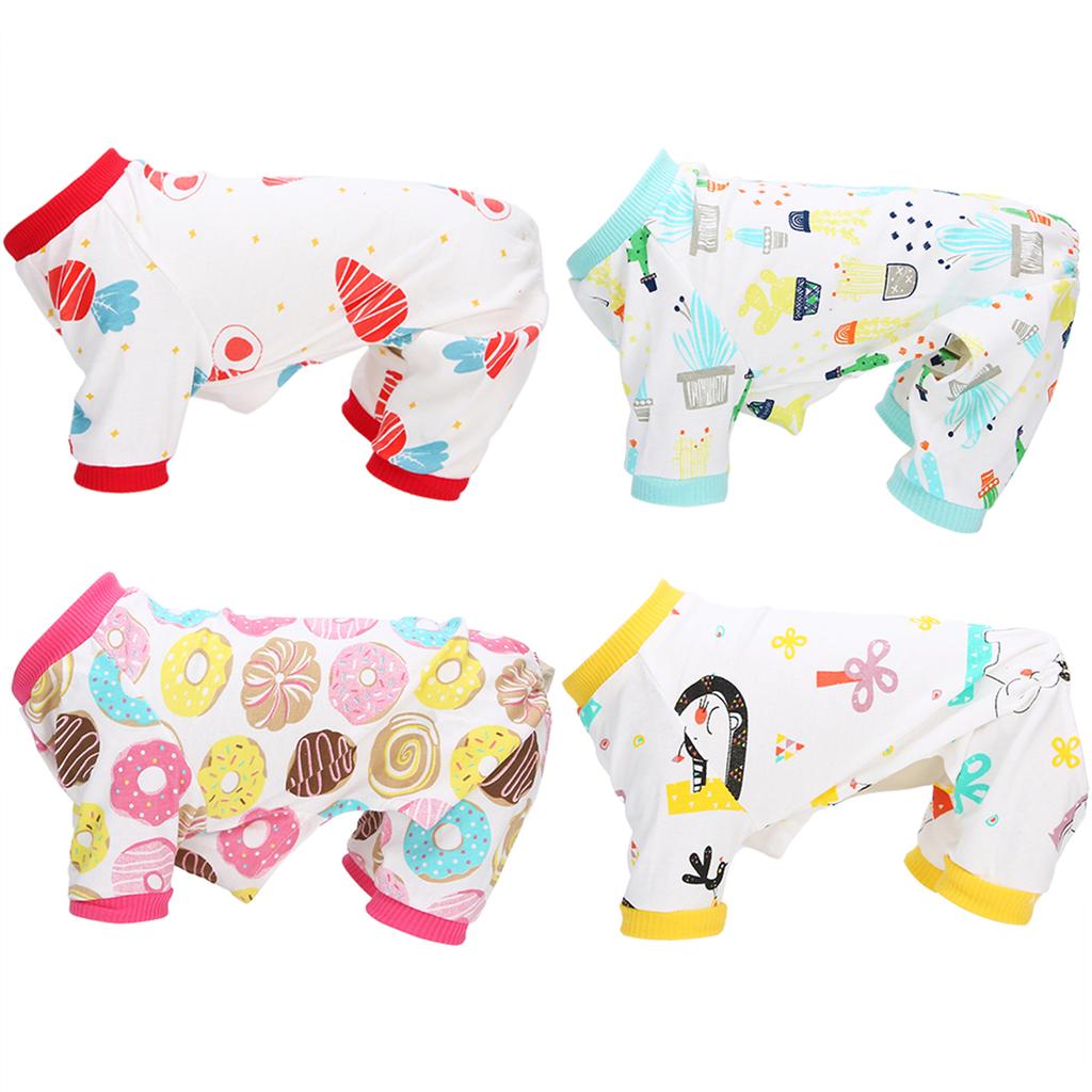 4Pcs Pet Dog Jumpsuit Soft Clothes Spring Summer Cotton Dogs Bodysuits Long Sleeve ShirtXL