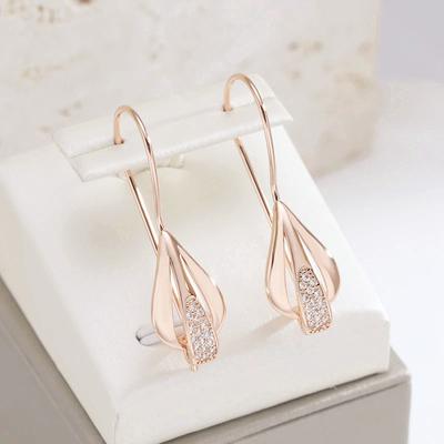 1 Pair Luxury Drop Dangle Zircon Earrings for Women Golden Color Vintage Piercing Jewelry Party Wedding Elegant Accessories