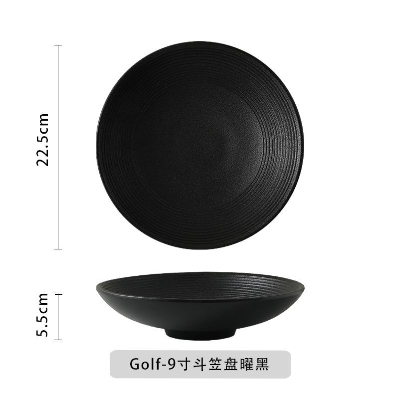 Japanese style bamboo hat noodle bowl salad household deep plate ceramic high-temperature underglaze color high-end tableware