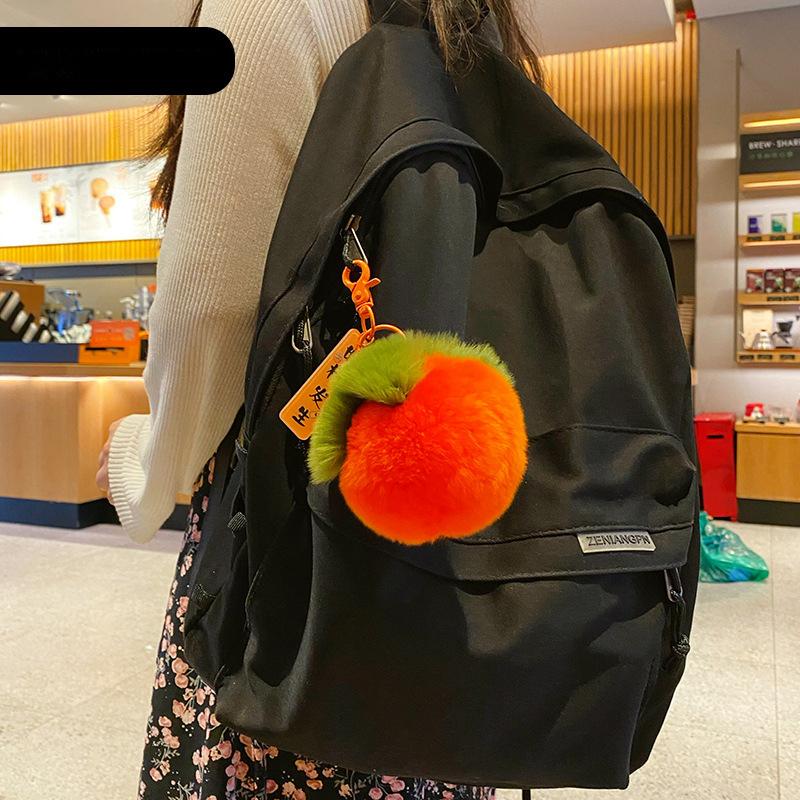 Novelties Rex Rabbit Hair Fruit Persimmon Car Backpack Ornaments Cute Soft Feel Decompression Bag Charm