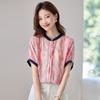 Tie-dye printed short-sleeved shirt women's summer new loose fashion contrasting color thin design top