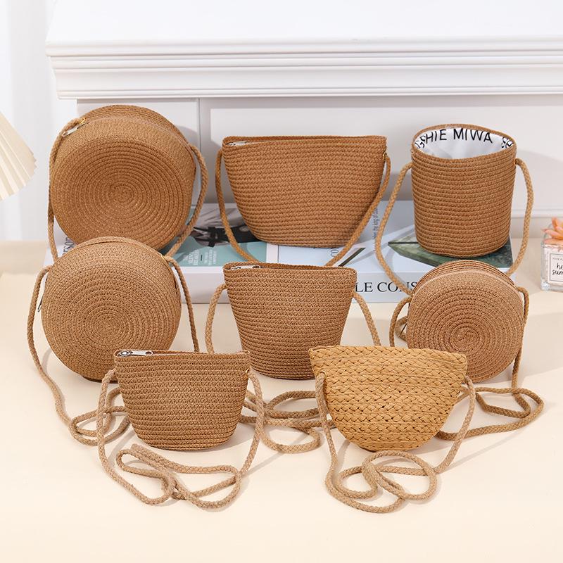 Children's Woven Straw Crossbody Bag - Cute Mini Backpack & Coin Purse for Little Girls, Perfect for Beach and Summer Travel