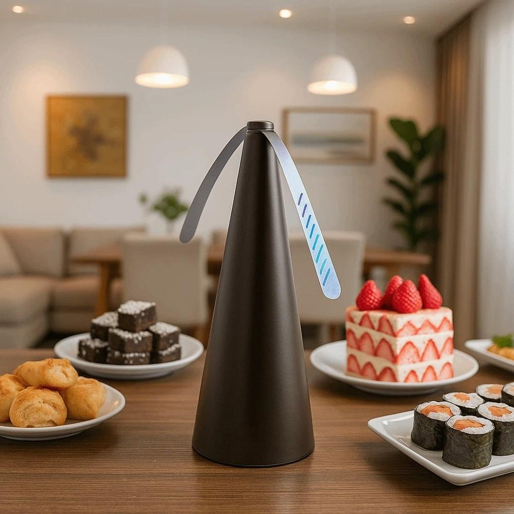 

360° Rotation Electric Flycatcher Battery Powered Fan-type Automatic Fly Trap Quiet Operation Food Protector Outdoor Picnic чорний