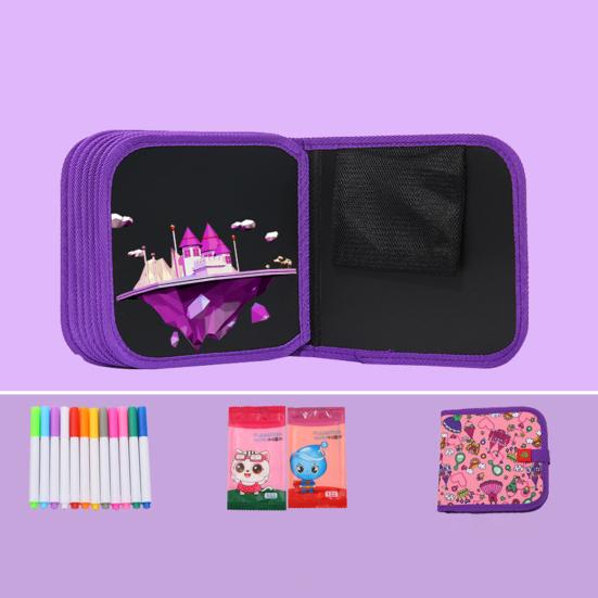 Kids Erasable Graffiti Drawing Book with 12 Watercolor Pens 14 Pages Toddlers Boys Girls Cartoon Doodle Book Educational Drawing Toy