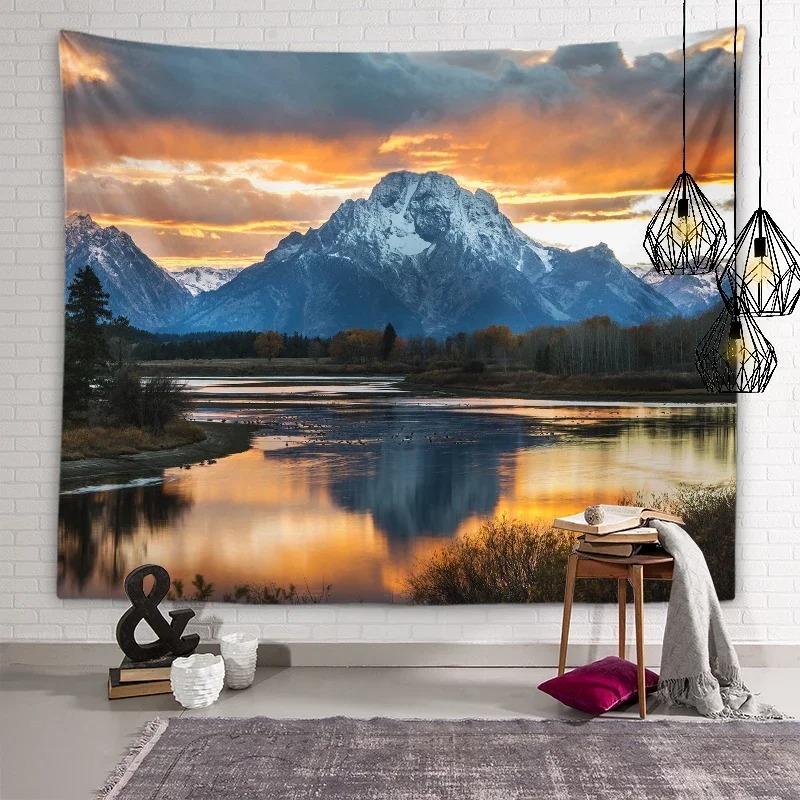 Natural Mountain Lake View Wall Decoration Tapestry Home Living Room Tapestry