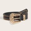Metal Carved Pin Buckle Belt All Age Aesthetic Waistband with Rivet Daily and Formal Belt Waist Strap for Pants Jeans