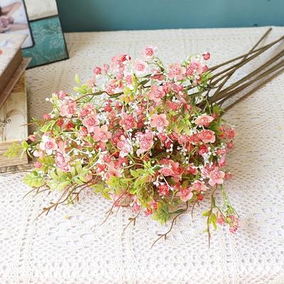 Faux Silk Flower Decorative No-withering Pastoral Practical Simulation Plum with Leaves Vines Home Decor