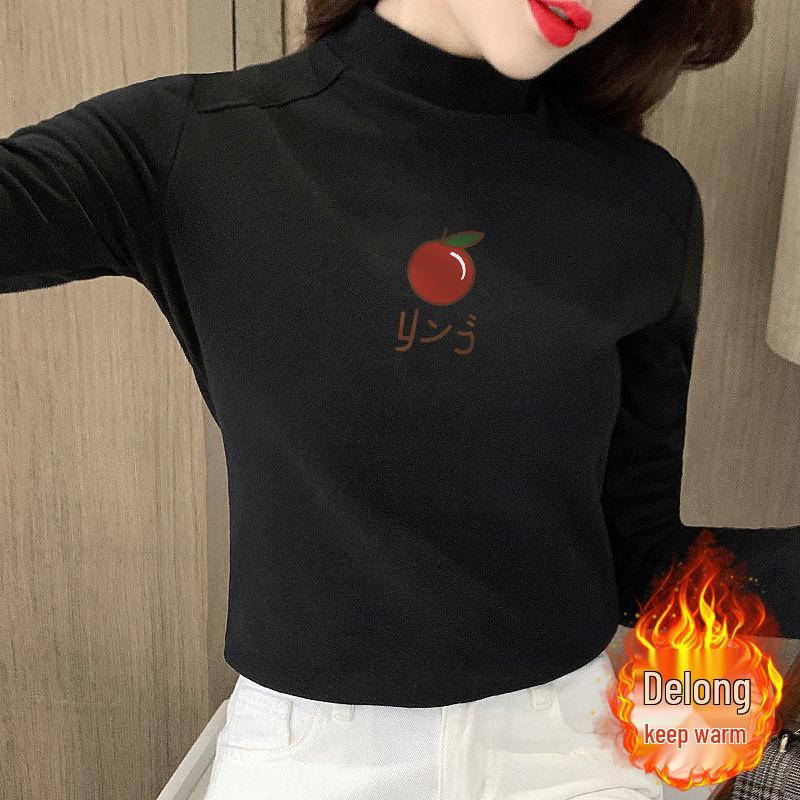 

Women s Velvet Slim-Fit Self-Heating Long-Sleeve Top with Semi-High Neck - New Niche Fashion 3XL [Recommended 70-77 kg]