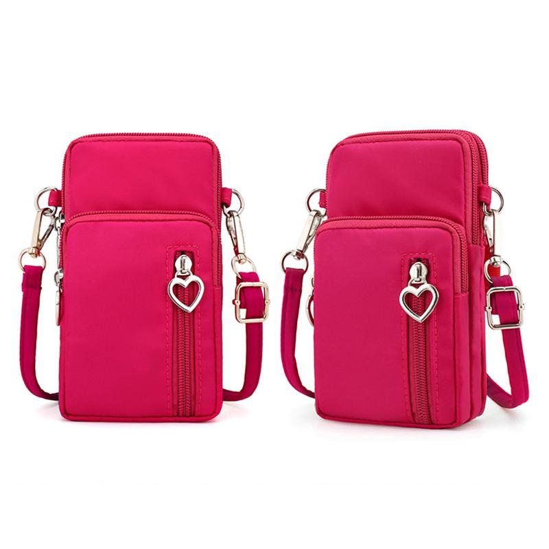 Casual Small Shoulder Bag Women Cell Phone Pocket Case Waterproof Nylon Sport Arm Package Mini Messenger Purse Crossbody Handbag