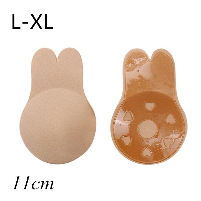 FINETOO Sutiã push up autoadesivo com orelha de coelho, feminino, pegajoso, invisível, silicone, sem alças, costas nuas