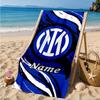Custom Name Beach Towel Milan Crest  Microfiber Beach Towel, Lightweight for Summer Travel, Swimming Pool Fan Birthday Gift