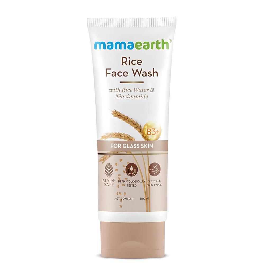 Mamaearth Rice Face Wash With Niacinamide For Glass Skin Hydration Brightening 100ml Korean Skincare Unisex
