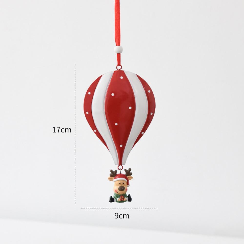 Iron Hot Air Balloon Ornament Red Green White Hanging Loop Christmas Balloon Pendant Lightweight Durable Santa Claus Pendant