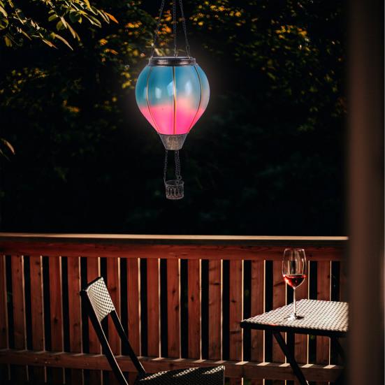 Hot Air Balloon Solar Lantern with Hook Auto On/Off Easy To Hang Outdoor