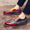 Autumn Men's Red Sewing Line Color Front Lace-up Spring Casual Pointed Martin Boots Wedge Heel Leather Shoes Mens Shoes