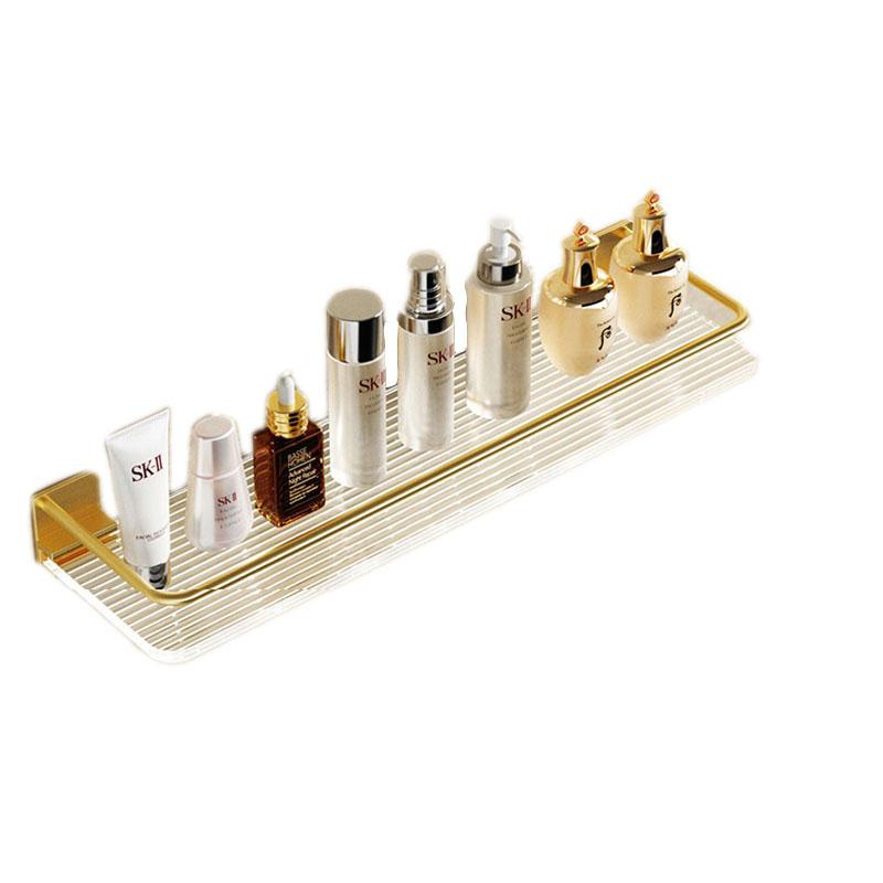 Brushed Gold Bathroom Shelf With Rod 30-50cm Towel Bar Acrylic Wall-mounted Towel Rack Shower Storage Rack Bathroom Hardware
