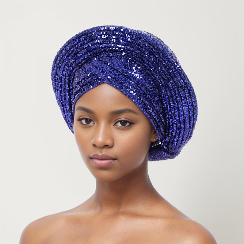 Nouă pălărie cu paiete laminată pentru industria grea, cu turban de nuntă africană, pălărie Baotou, pălărie etnică