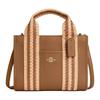 Smith 24 Brand Logo Woven Strap Leather Tote Bag Shopping Bag Crossbody Shoulder Handbag Medium Women Tote Honey-Brown Multicolor CBG91-IMXJ7