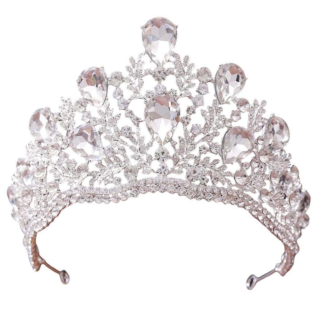 Queen Crowns Rhinestone Princess Tiaras Silver/Gold/Red/Green/Blue Rhinestone Show Headwear for Bridal Birthday Party Prom Halloween