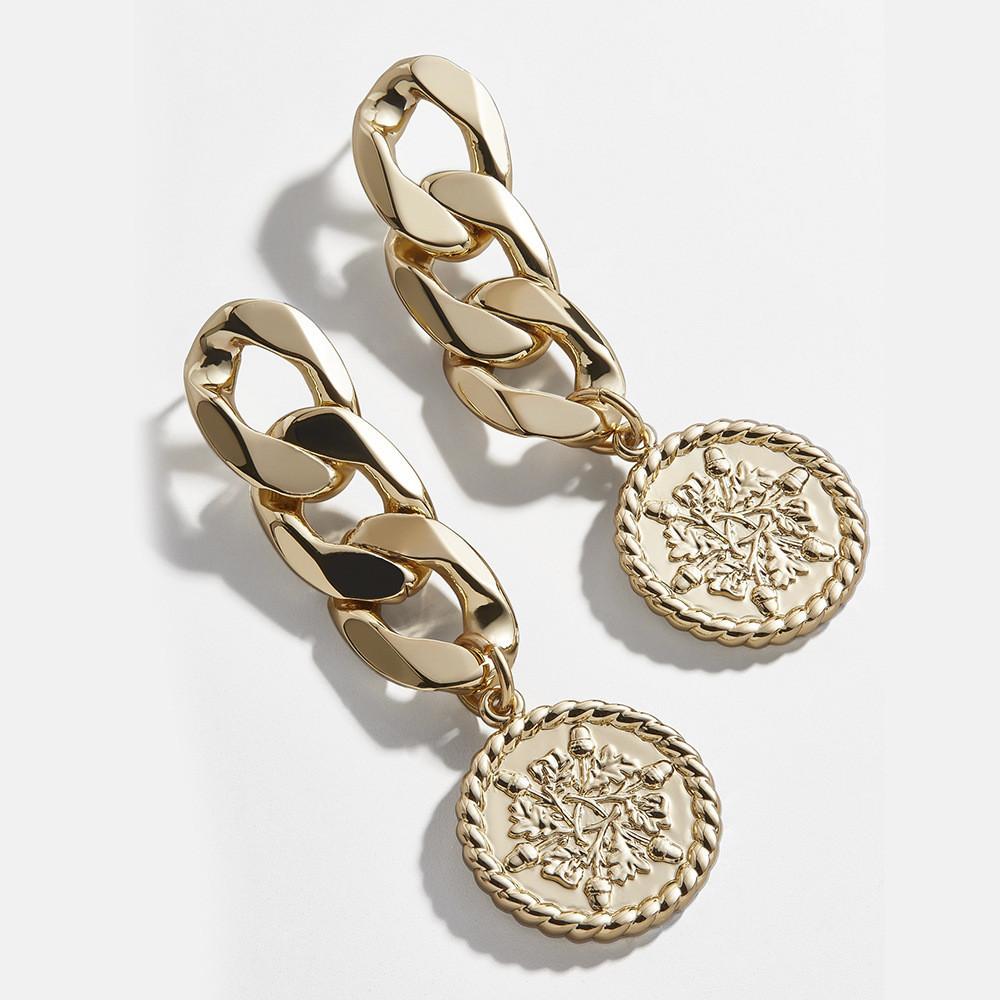 Elegant Gold Plated Alloy Hoop Earrings Modern Chain Braided Design For Women