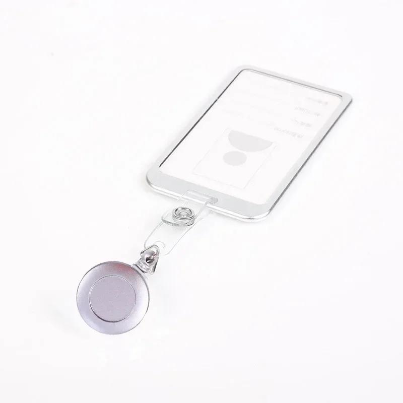 Fashion Card Cover Women Men Aluminum Alloy Work Name Card Holders Business Work Card ID Badge Lanyard Holder Metal Bags Case