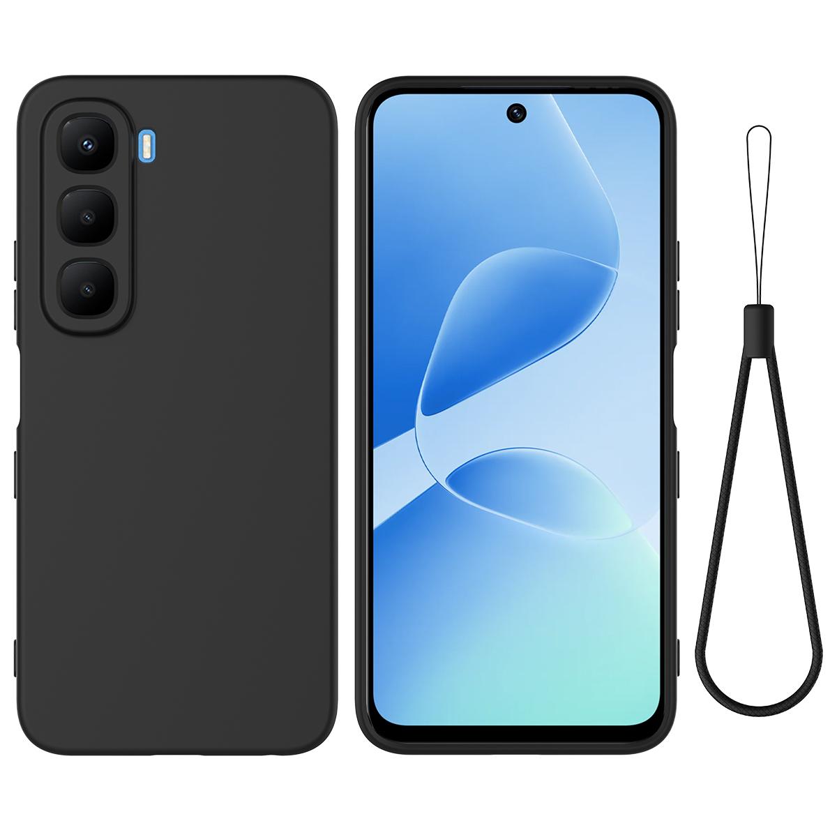 

Для Infinix Hot 60 Pro 4G Чехол из жидкого силикона Задняя крышка телефона с ремешком на руку A