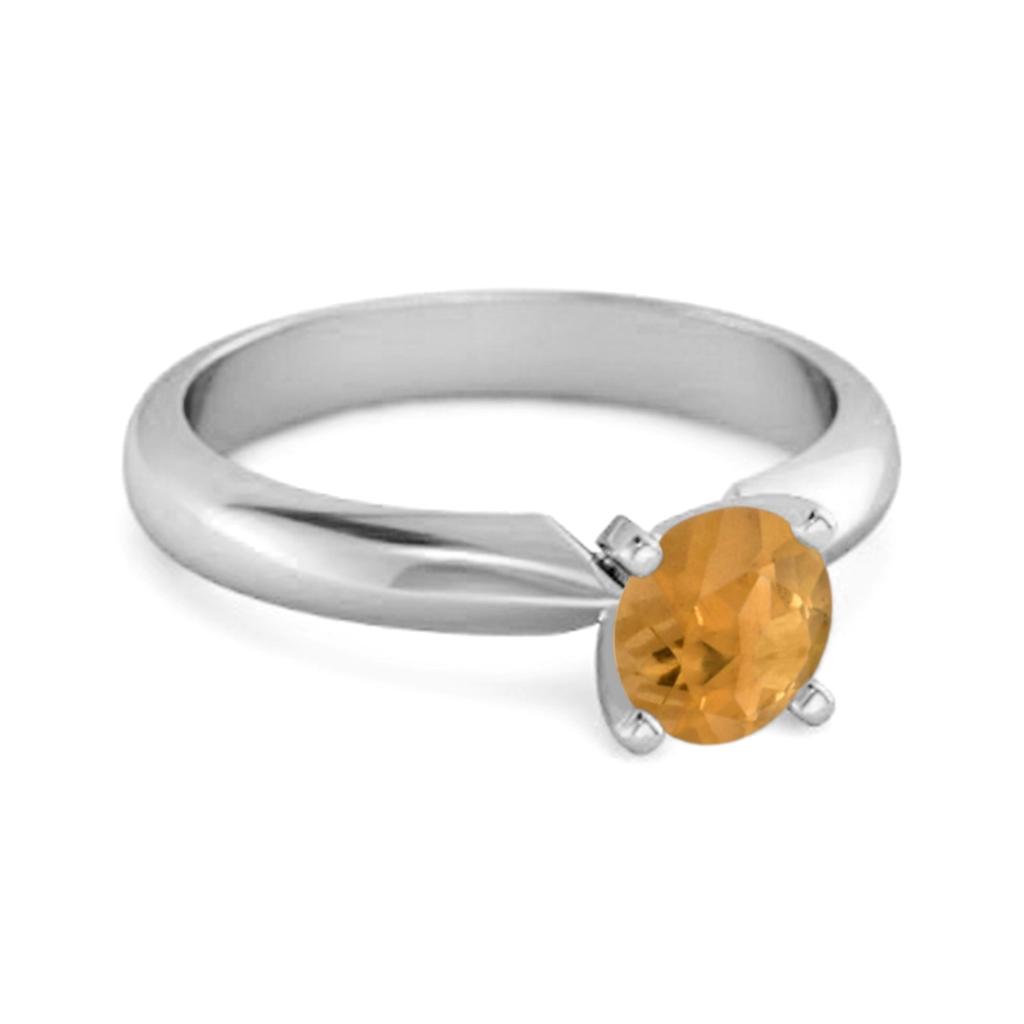 Solitär 0,25 Karat Brillantgeschliffener Citrin 925 Silber Versprechensring