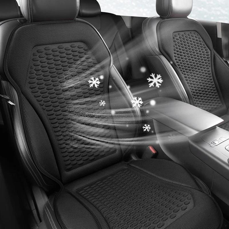 3D Textured Breathable Cooling Summer Car Seat Cushions,Ice Silk Fabric Front Dual-Seat Pads, Easy Installation No Straps Need