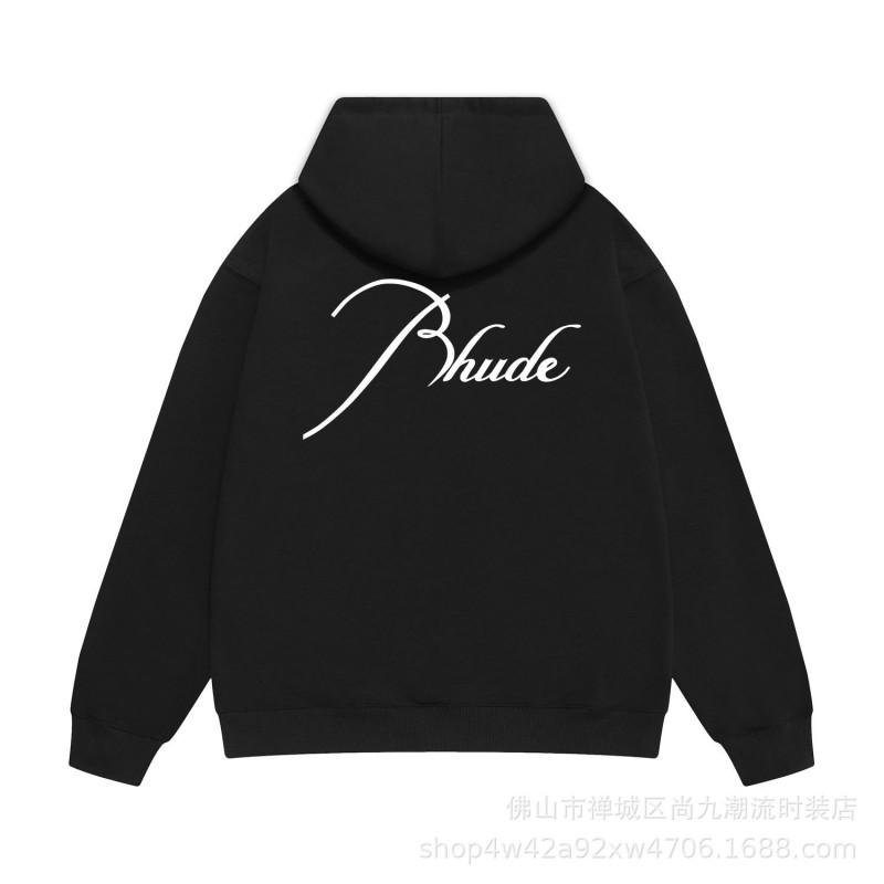 RHUDE Classic Printed Hoodie Loose Fit Men Women Fall Winter Streetwear
