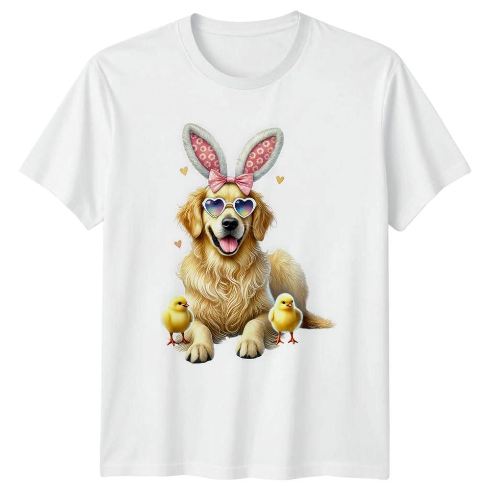 Cute Golden Retriever Dog Bunny Ears Unisexs TShirt Easter Gift S