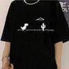 Fun Mosaic Game Cactus Little Dinosaur Printed Men's T-shirt Creative Street Funny Short Sleeve Casual 100% Cotton Men's Clothin