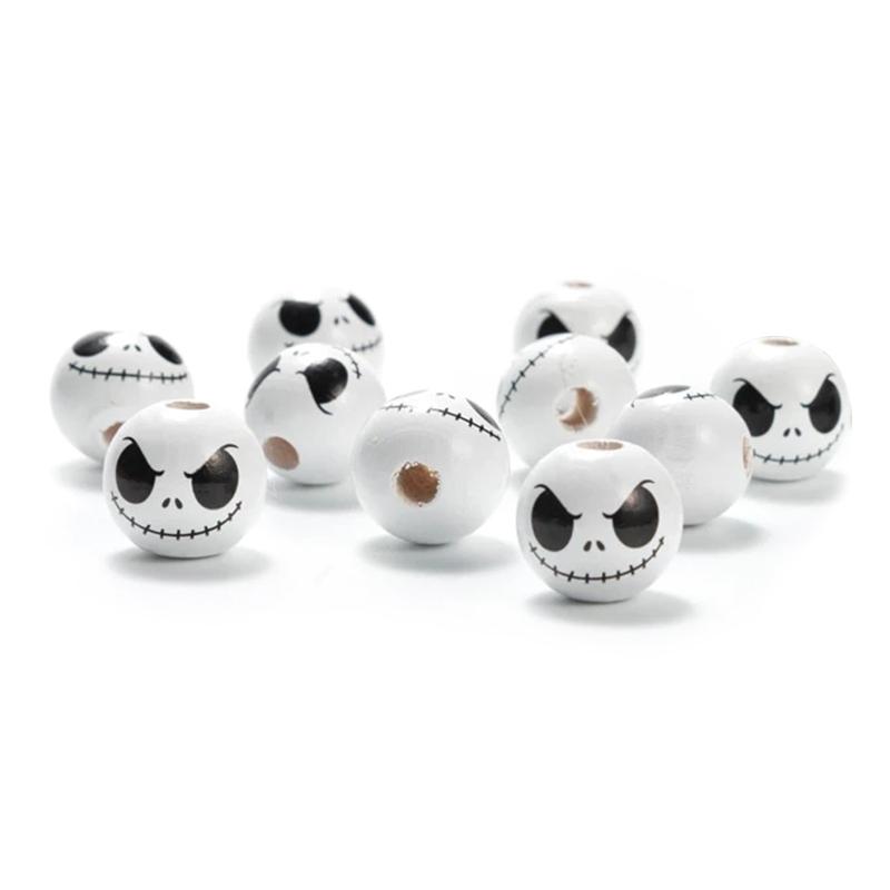 10 Pcs Craft Wood Beads Halloween Beads Polished Round Beads for Jewelry Making