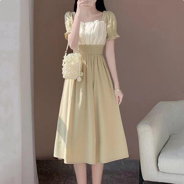 

Gentle wind design sense waist temperament Platycodon dress women s summer large size high-end light ripe sweet fairy dress S