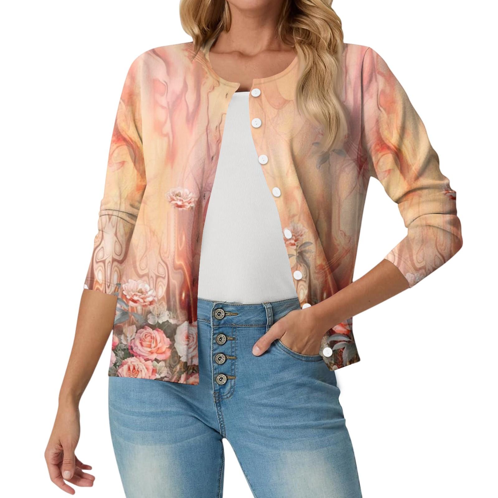

Женский модный, повседневный, удобный кардиган с цветочным принтом XXL