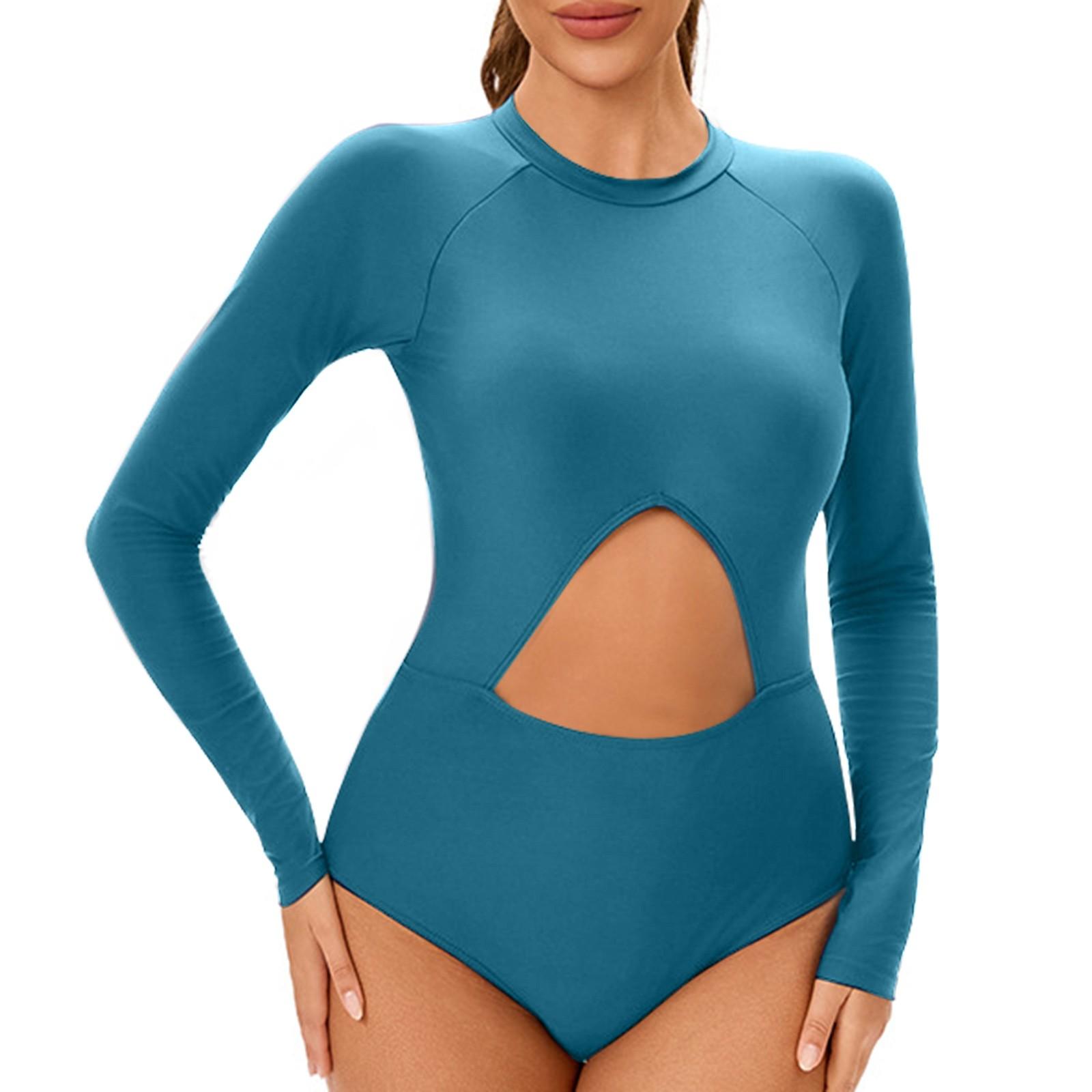 

Женский консервативный цельный сексуальный солнцезащитный гидрокостюм с длинными рукавами и подкладкой для груди XL