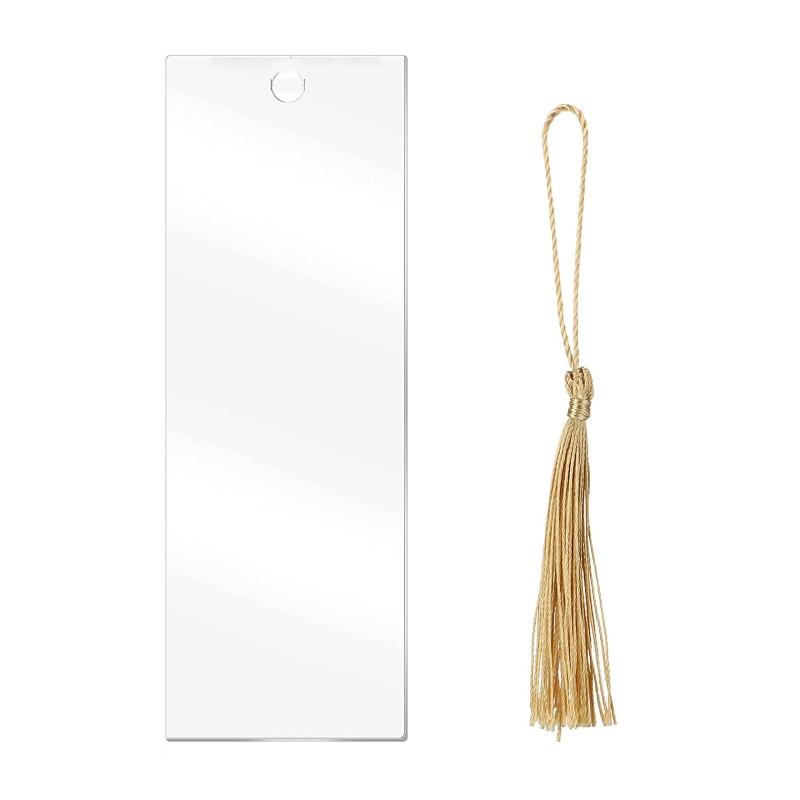 20Pieces Clear Acrylics Bookmarks with Tassels 0.94x5.5In Unfinish Paintable Bookmarks for Painting Handmade Art Craft
