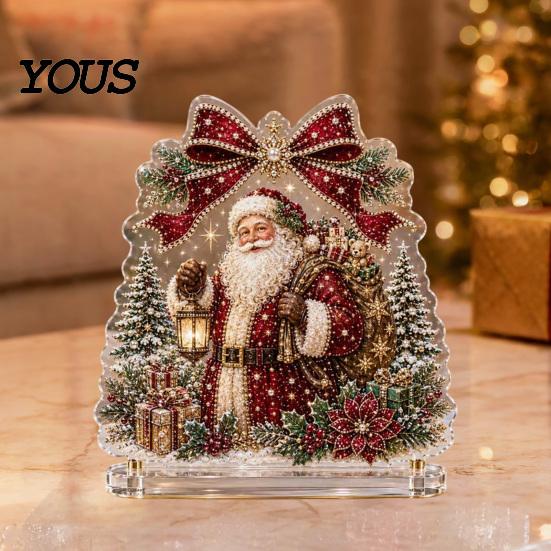 Xmas Party Table Centerpieces Christmas Faux Diamond Painting Tabletop Ornaments, Beginner-Friendly DIY Acrylic Rhinestone Art Supplies Craft