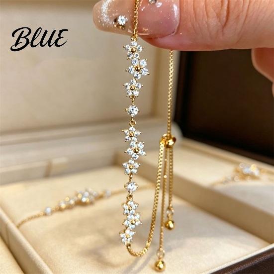 Cubic Zirconia Bracelet Flower Bracelet Adjustable Pull-Out Design Pull-out Slim