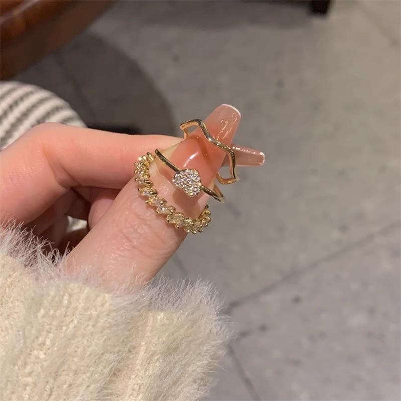Modern Heart Ring Trio For Womens Stylish Fashion Jewelry Gift